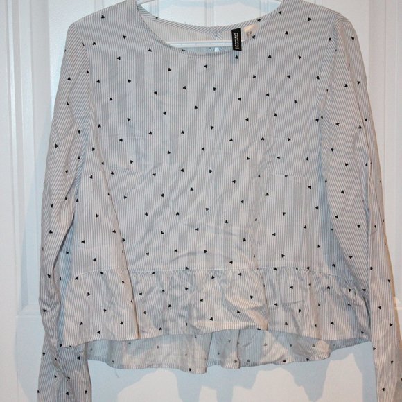 2/$20 🏷 H&M Striped Perplum Blouse Size M - Picture 3 of 3